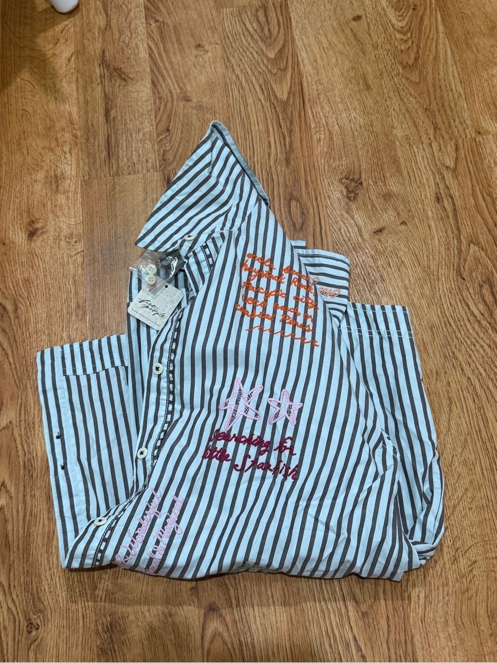 We The Free Striped Button-Down Shirt with Multicolor Embroidery - Picture 10 of 10
